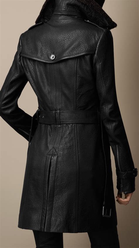 burberry leather collar trench|burberry trench coat wool collar.